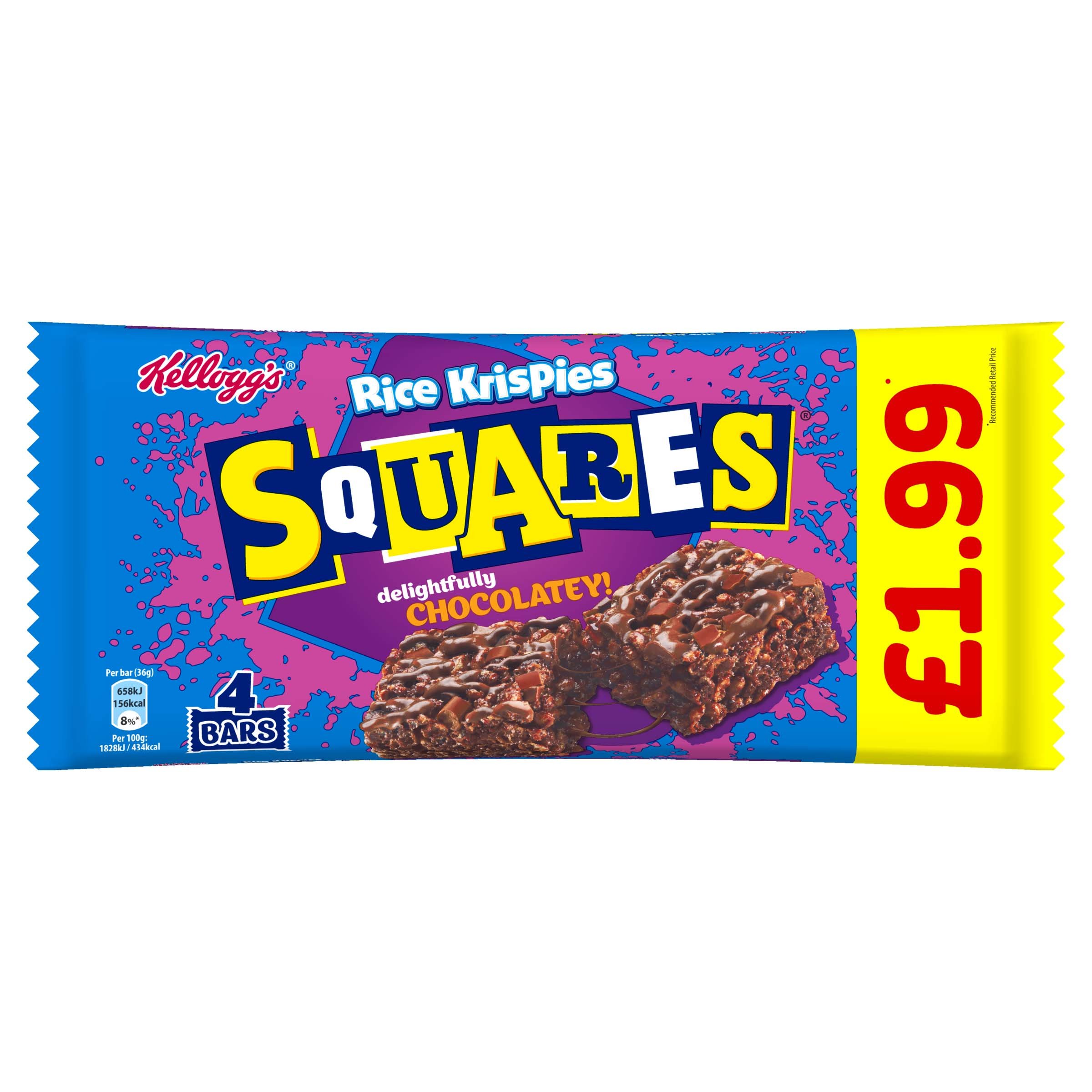 Kellogg's Rice Krispies Squares Delightfully Chocolatey Bars 4x36g PMP