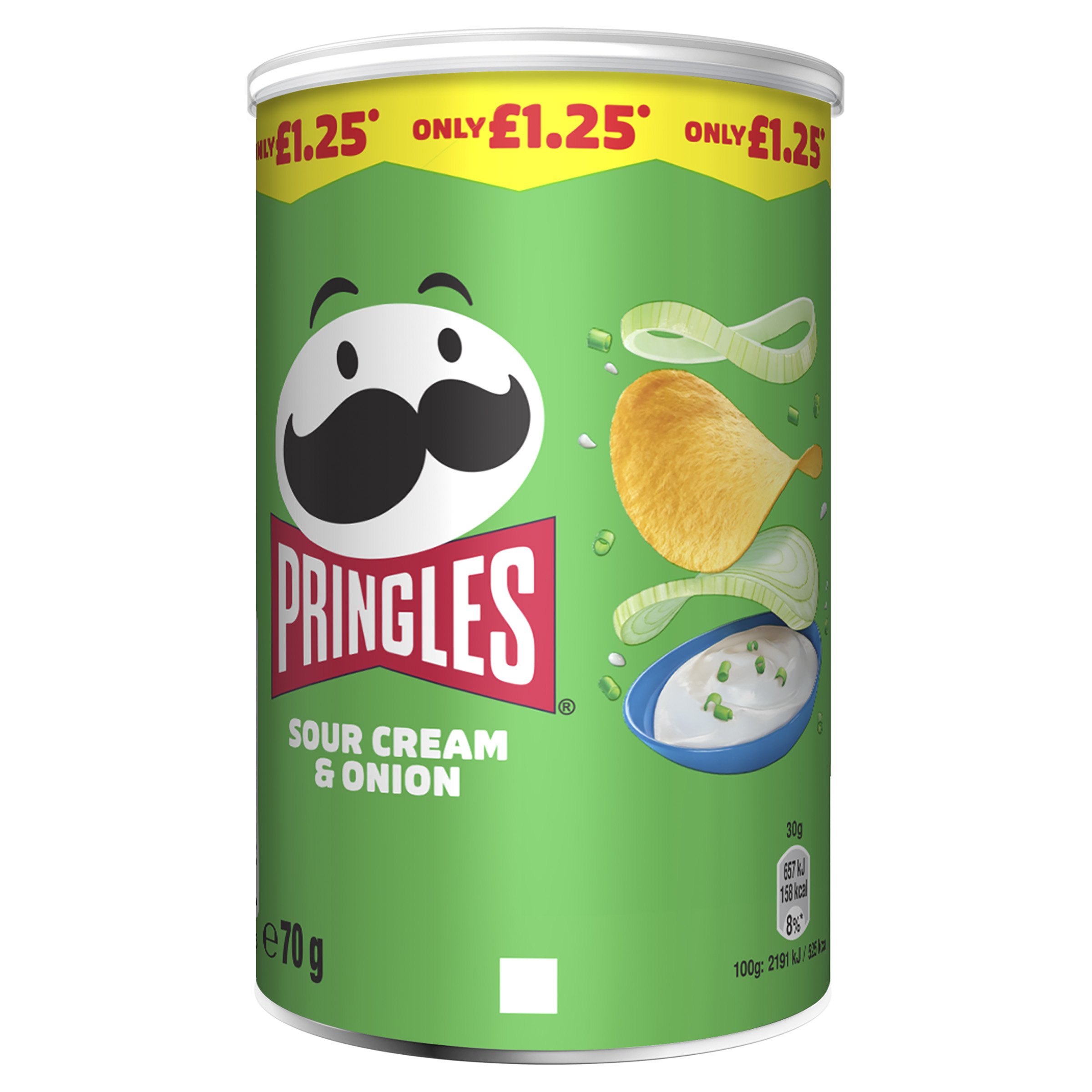 Pringles Sour Cream & Onion Crisps Can 70g PMP